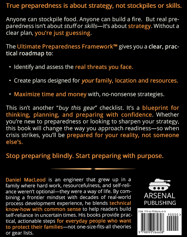 Back cover preview: The Ultimate Preparedness Framework